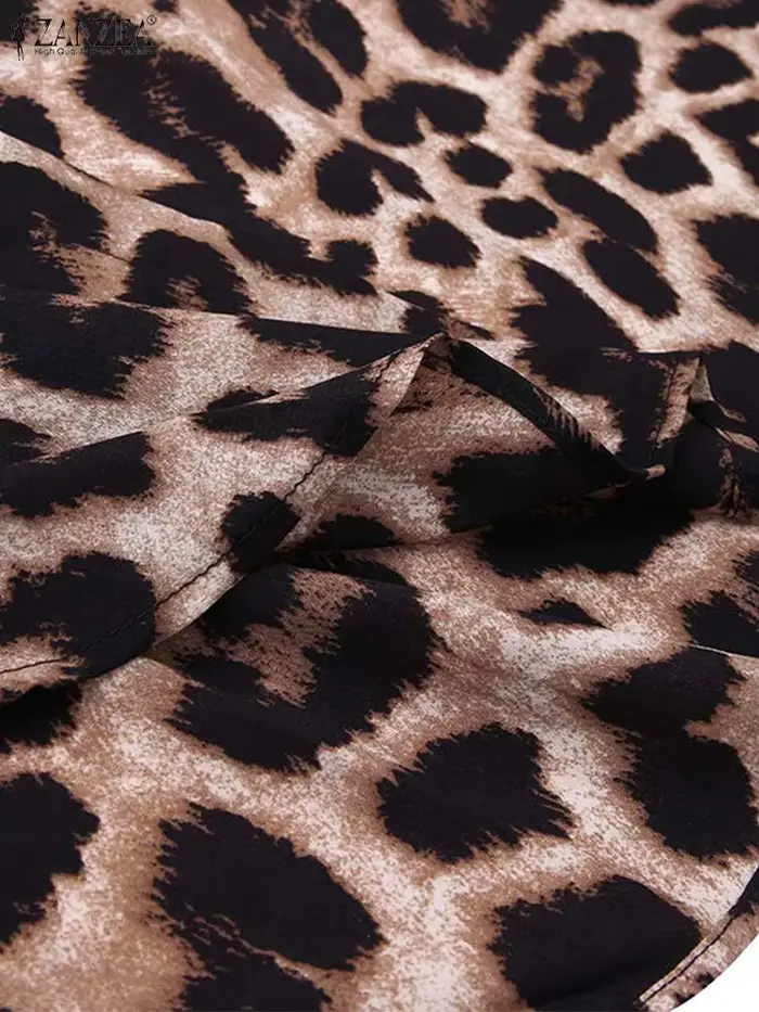 ZANZEA fête Vintage léopard Robe femmes 2025 automne décontracté à manches longues Maxi