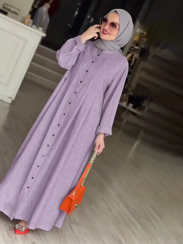 Col haut arabe femmes longue robe de soirée décontracté modeste veste plissée en vente élégant grande taille