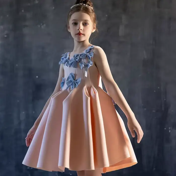 Jill Wish J370 élégant dubaï rose fille robe avec nœud enfants mariage anniversaire vacances fête Pa