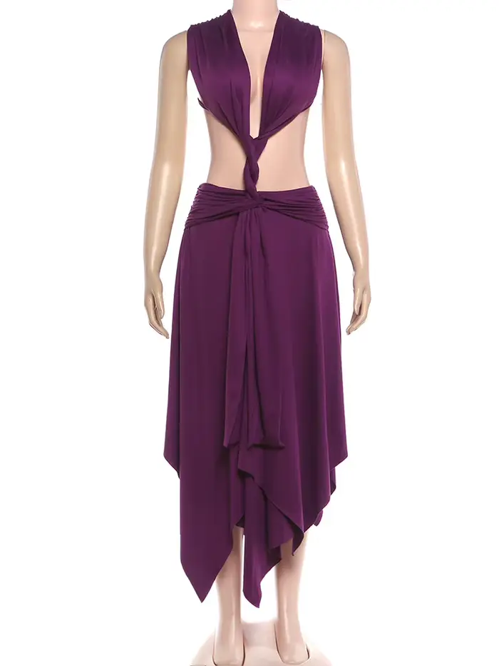 Robe sans taille Sisterlinda pour femme, coupe irrégulière, dos nu, patchwork, couleur pêche, élégante, pour vacances d'été et soirées