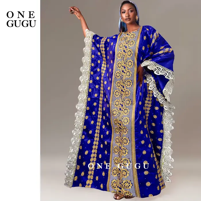 Robe nigériane rose Bazin Riche Dashiki Boubou
