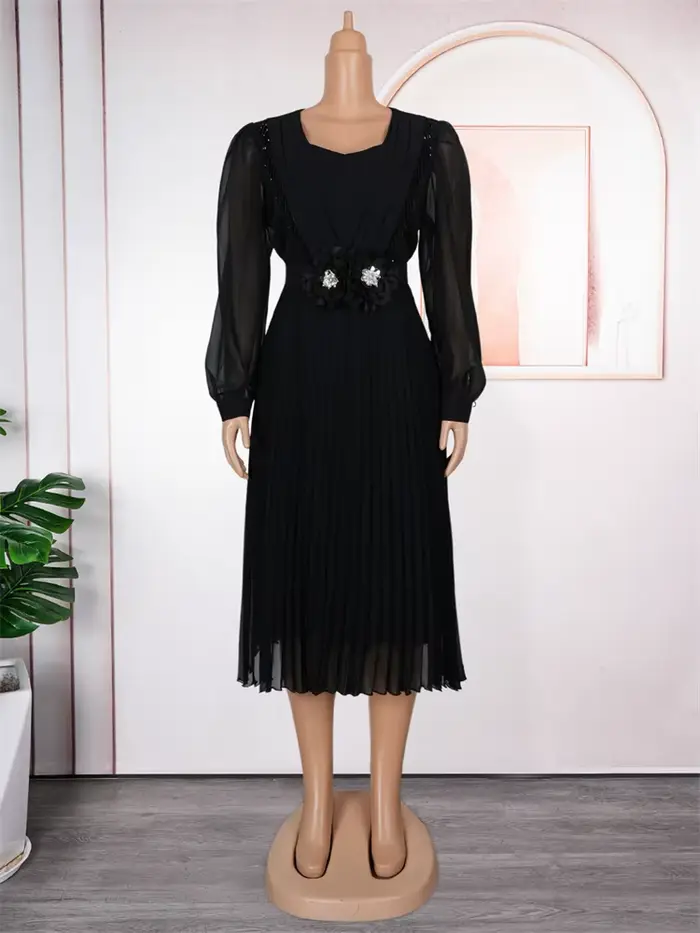 Robes de soirée de fête femmes élégantes à manches longues Robe en mousseline de soie mariage bal ro