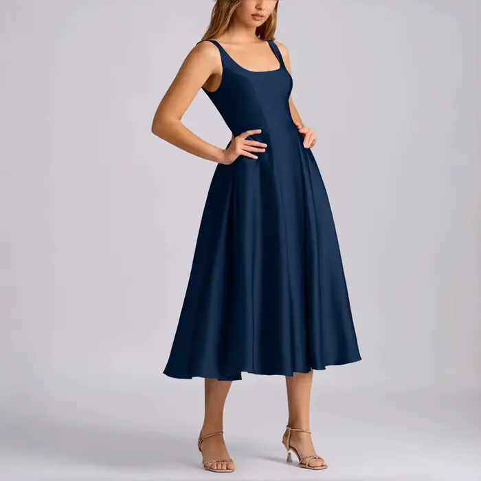 Robe longue d'été unie pour femme