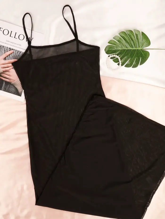 Robe sexy une pièce pour femme, unie, transparente, légèrement transparente.