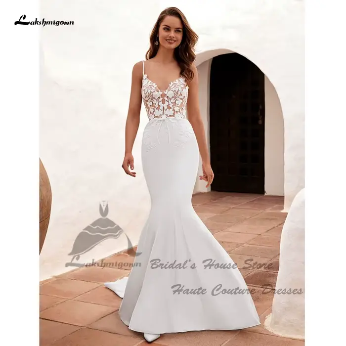 Yanshmigown-Robes de mariée sirène classiques pour femmes
