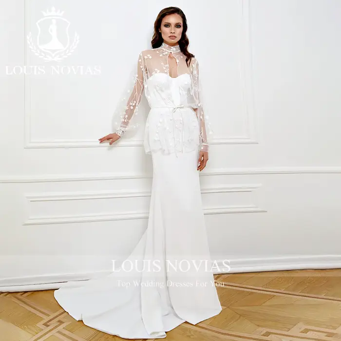 Modiis-Robe de mariée sirène sans bretelles avec veste