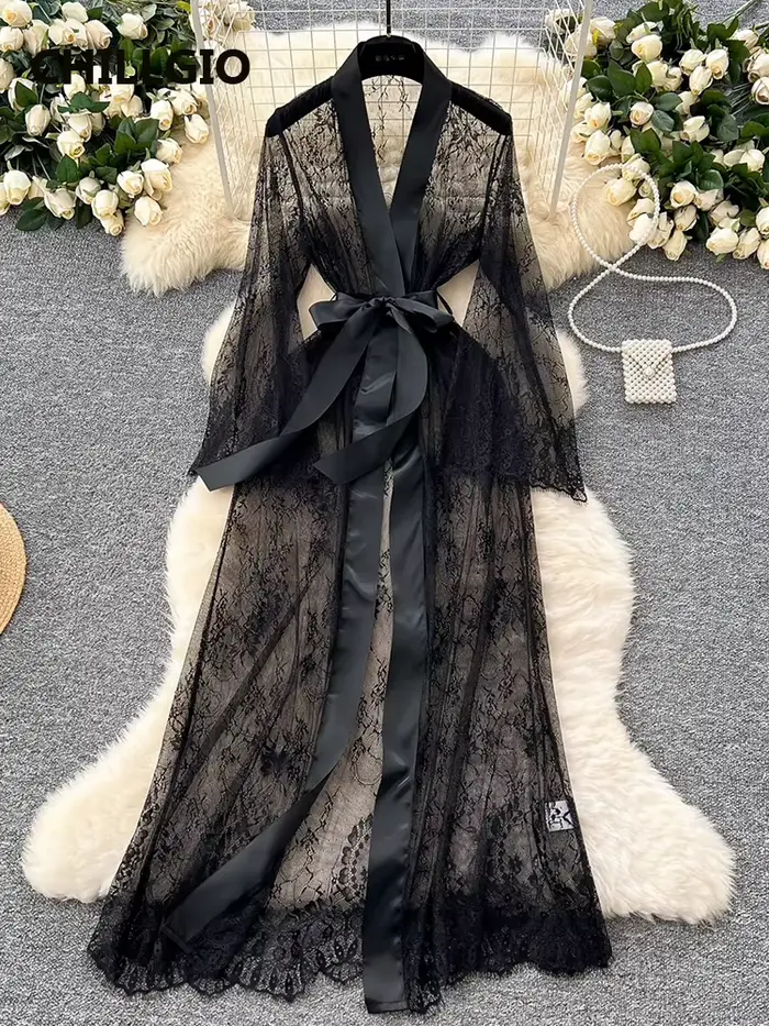 MiniInTheBox LGIO-Robe longue en dentelle transparente pour femme