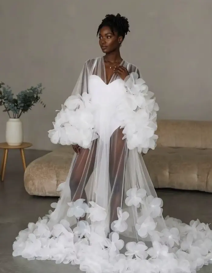 Robe de mariée romantique à fleurs pour séances photo de mariage, robe de maternité pour photographi