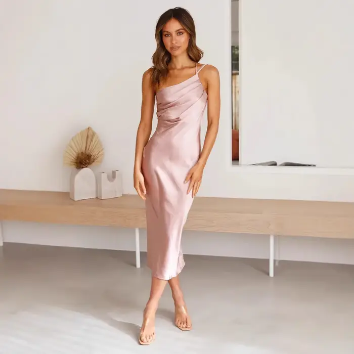 Robe mi-longue à la mode, coupe cintrée, avec sangle arrière, nouveau Style transfrontalier, robe élégante au genou, printemps été 2025