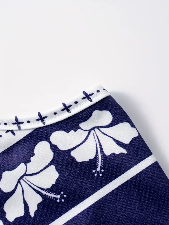Robe d'été décontractée à imprimé floral bleu pour femmes