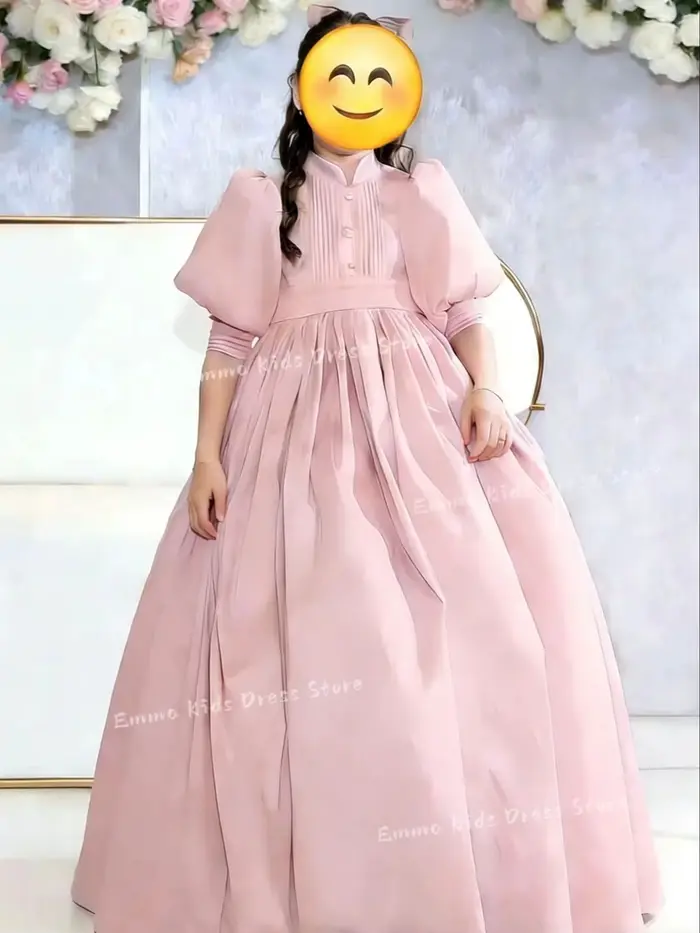 Robe de demoiselle d'honneur élégante personnalisée avec nœud en dentelle brodée, robe de communion 