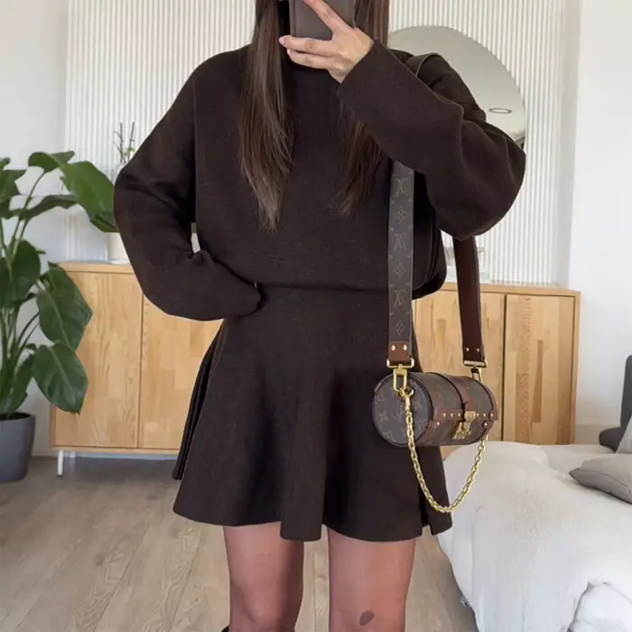 Robe pull à manches longues pour femmes, Style vacances décontracté, mode automne/hiver 2025, costum