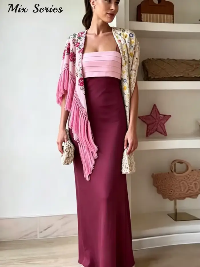 Robe longue élégante à bretelles pour femme sans manches dos nu plissée avec fente latérale pour fêtes et vacances