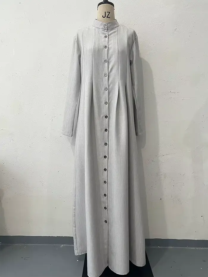 Col haut arabe femmes longue robe de soirée décontracté modeste veste plissée en vente élégant grande taille
