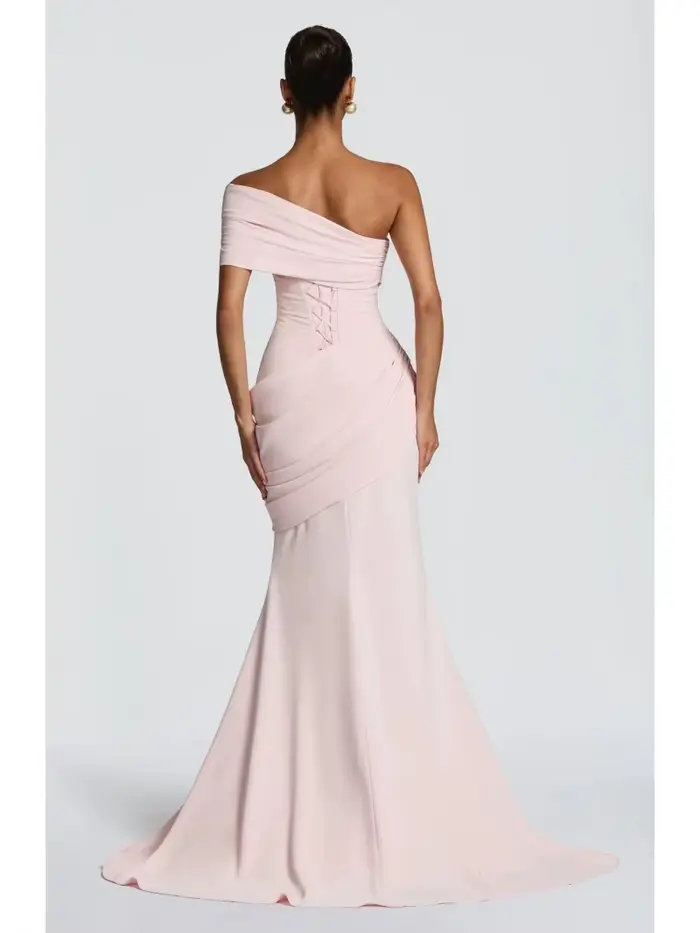 Robe de soirée élégante française à la mode avec col oblique pour femmes pour événements spéciaux et soirées