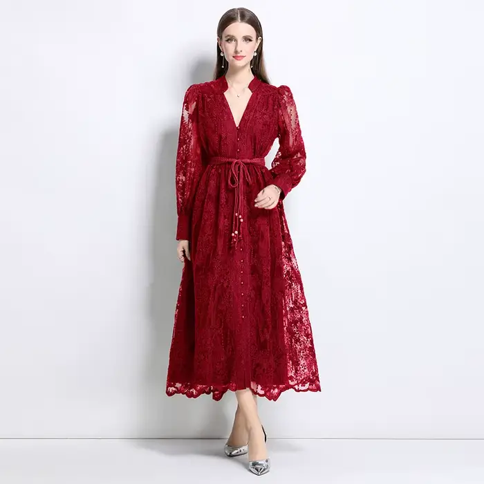 Robe longue française de Style palais, en dentelle brodée robuste, élégante et amincissante, livrée