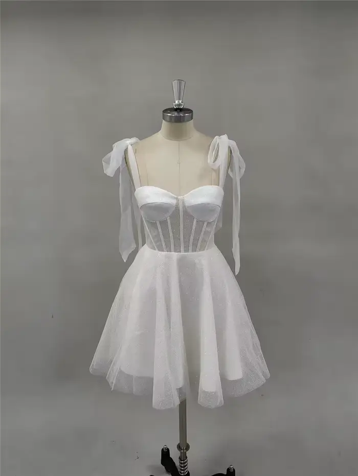 Smileven robe de mariée courte une ligne chérie cou brillant paillettes robes