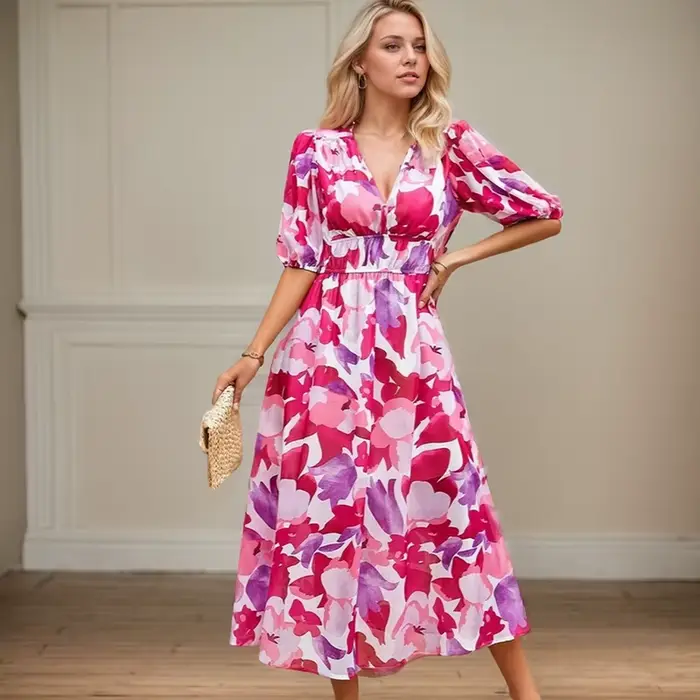 Robe longue d'été à imprimé bohème pour femmes