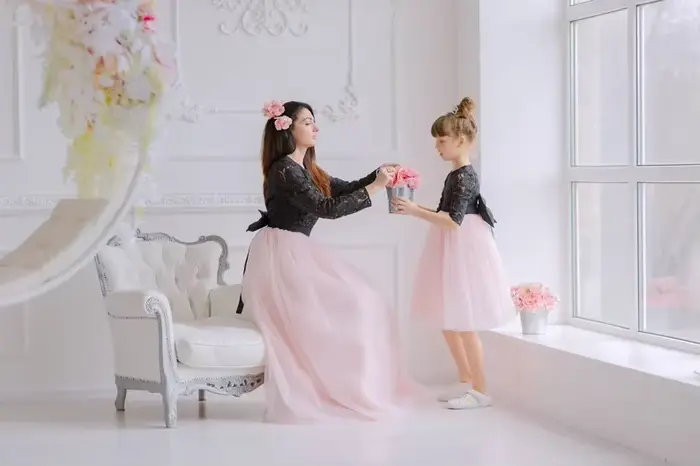 Robe assortie noire pour mère et fille