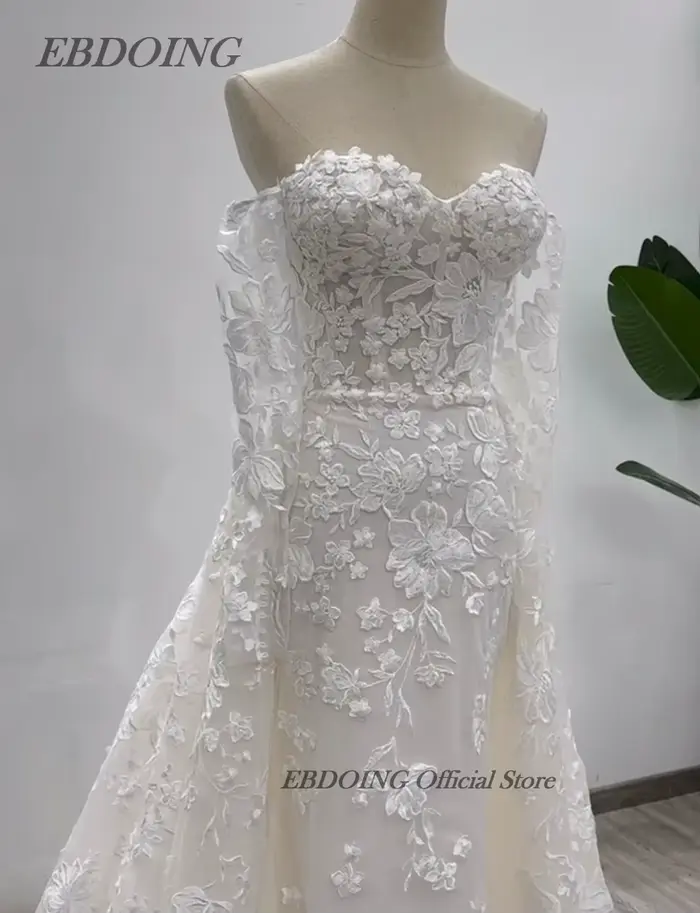 Nouvelle robe De mariée sirène 2 en 1 décolleté en cœur avec Deta robes