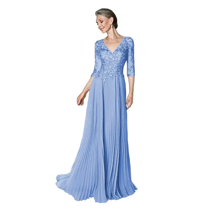 Robe personnalisée pour mère de la mariée avec dentelle et imprimé floral, silhouette plage, mousseline, soutien-gorge intégré, pour cérémonies de mariage et occasions spéciales