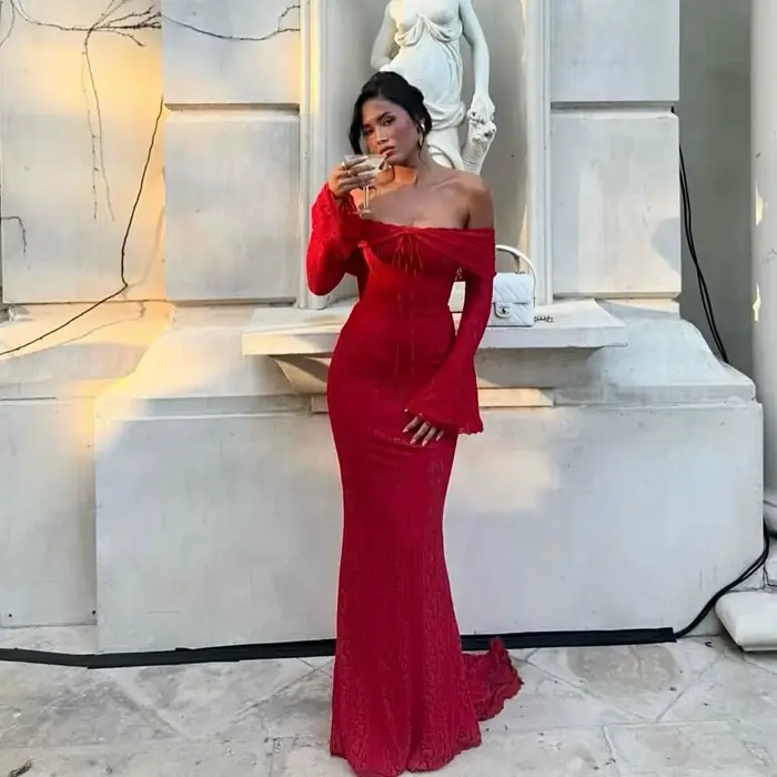 Suninheart blanc Maxi robe d'invité de mariage femmes 2025 élégant hors de l'épaule robes de soirée