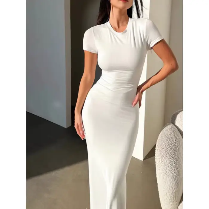 Robe sirène élégante pour femmes avec décolleté rond et fermeture pull-over pour soirées et événements formels