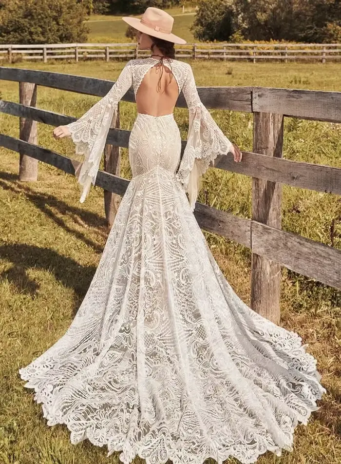 Robe de mariée sirène bohème personnalisée