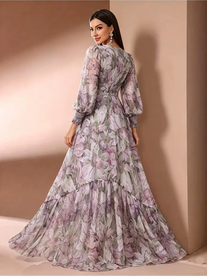 Robe longue florale, style bohème romantique