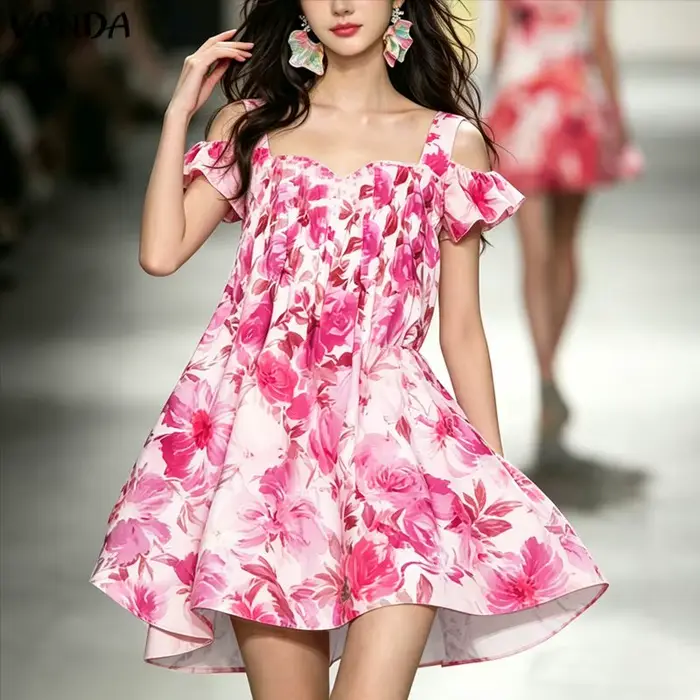 Robe d'été VONDA élégante à épaules dénudées