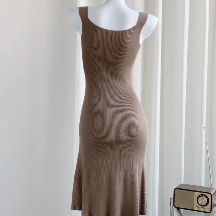 Robe Courte Tricotée Sans Manches Printemps-Été pour Femme