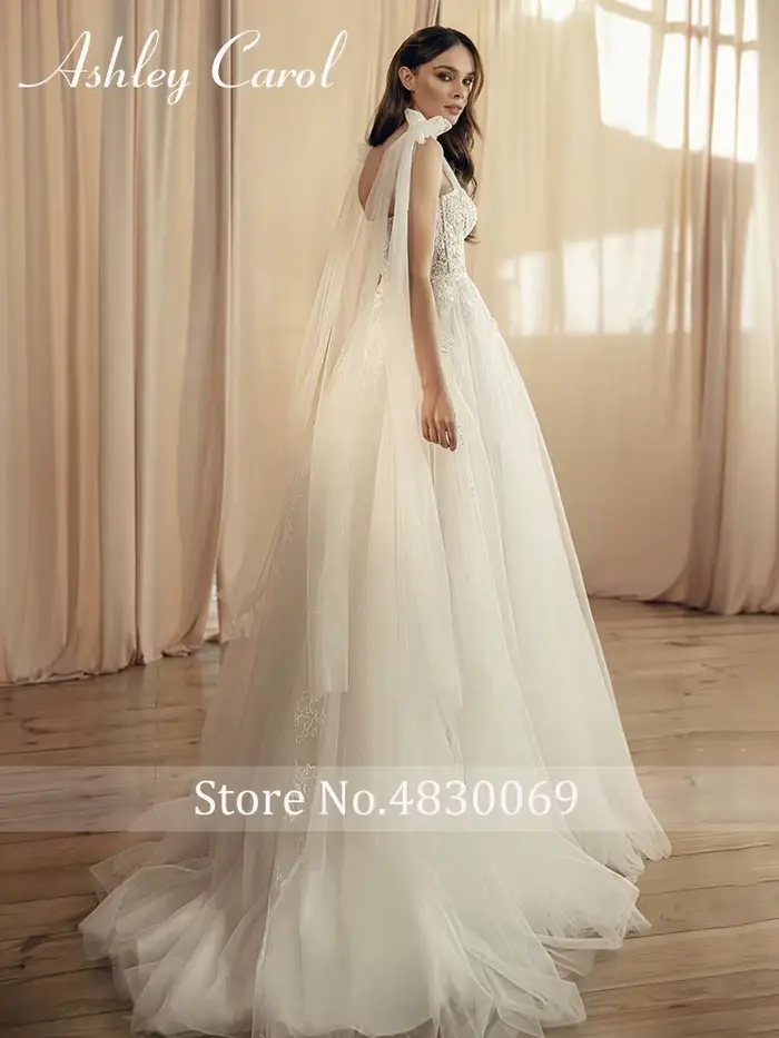 Robe de mariée Ashley Carol Boho avec rubans et appliques en tulle pour femmes, occasions spéciales et soirées festives