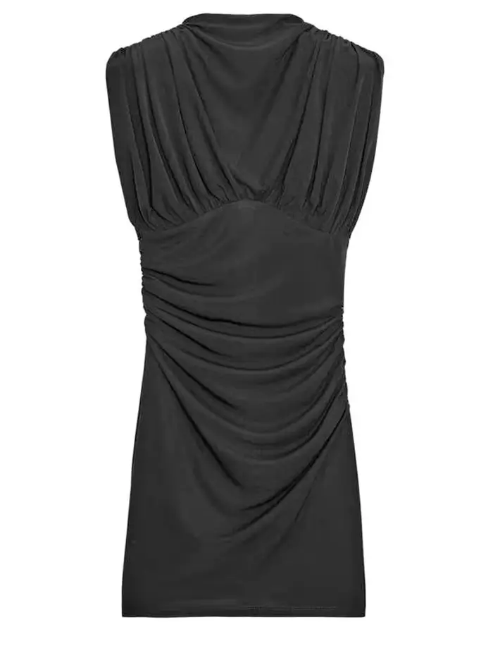 Robes de soirée en maille transparente pour femmes, robe courte plissée, charmante, sans manches, ta