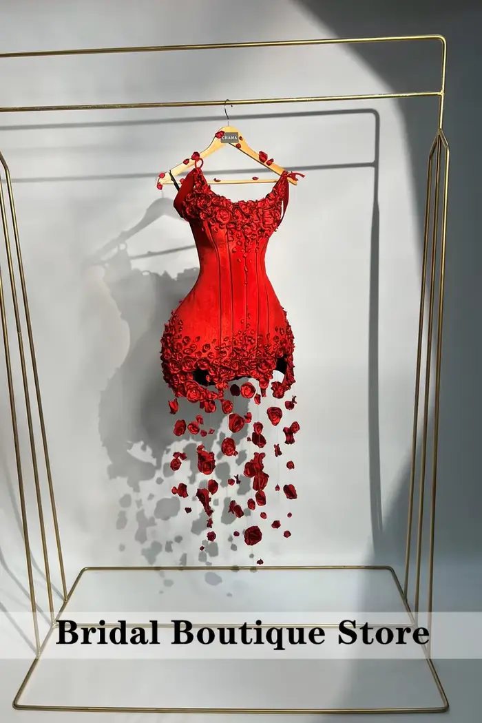 Robes de bal rouges chics en satin avec baleines