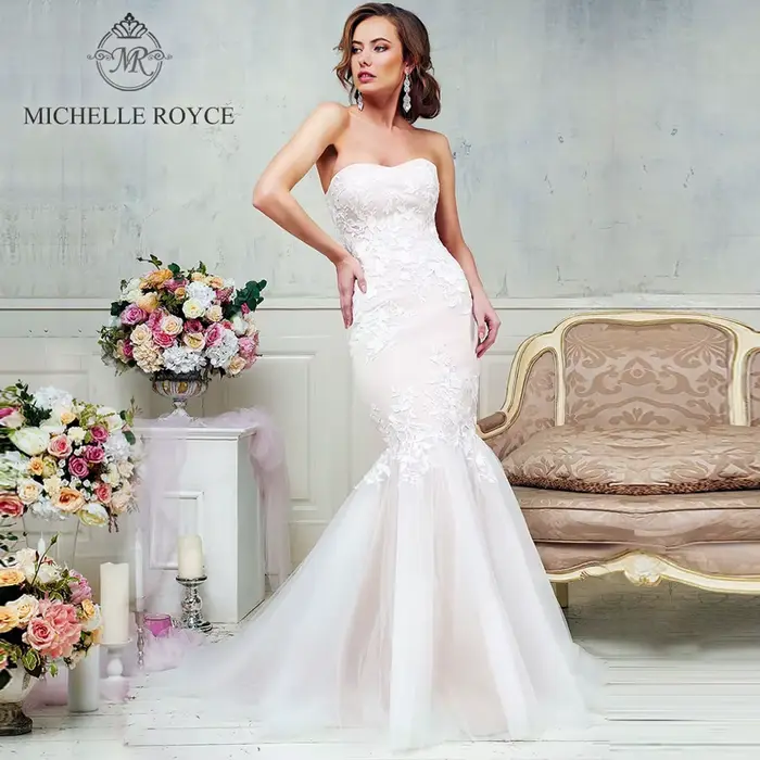 Michelle Royce sirène robes De mariée pour les femmes Sexy bretelles Appliques à lacets chapelle Tra