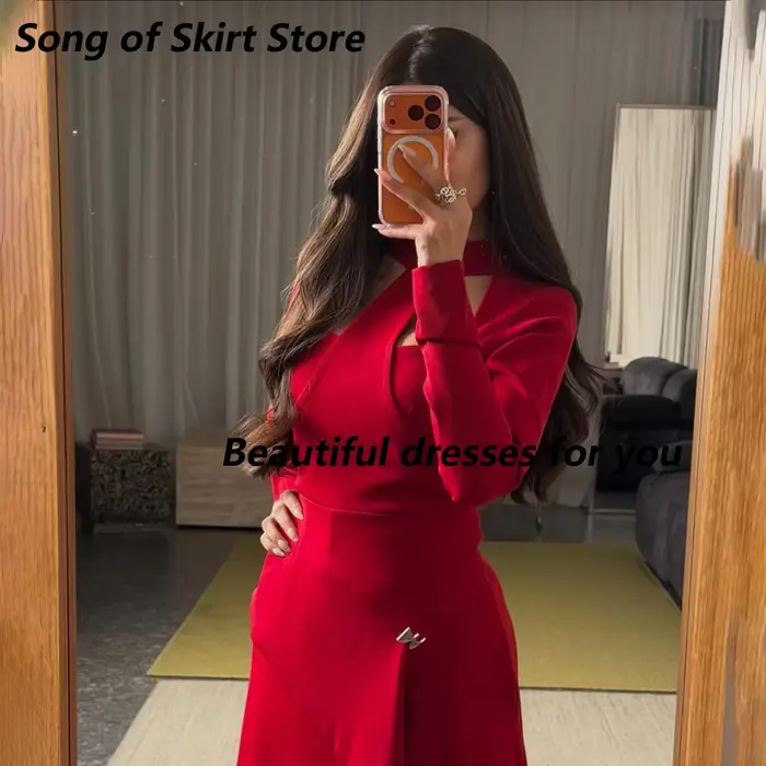 Robe de soirée sirène rouge moderne personnalisable pour femmes avec soutien-gorge intégré pour soirées officielles et mariages