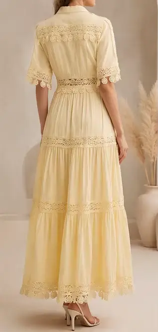 Robe élégante pour femme en soie de lait, artisanat lourd, manches longues