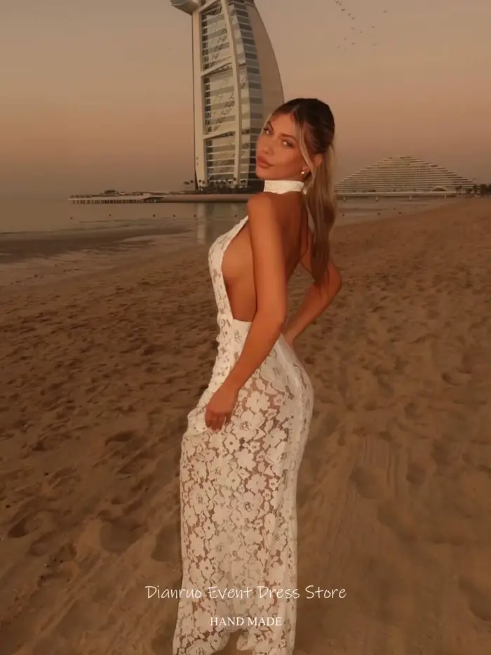 Robe de mariée sirène DIANRUO dos nu en dentelle élégante pour femmes avec soutien-gorge intégré et pour les futures mamans ocassions spéciales comme les mariages de plage