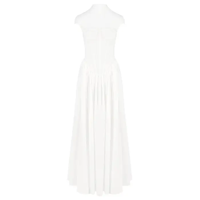 Robe d'illusion blanche transparente élégante avec jupe en tulle sans manches col roulé pour femmes occasions spéciales soirées de gala mariage