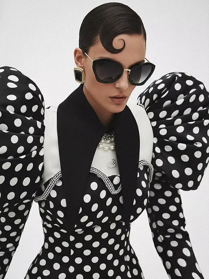 Robes de soirée courtes pour femmes en noir à pois avec détails en cristal
