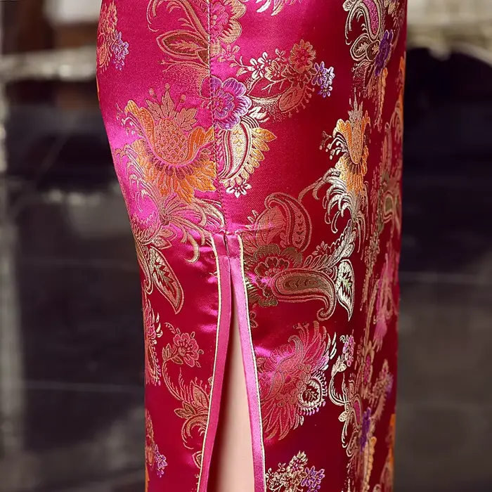 Robe Qipao traditionnelle chinoise à col mandarin pour femme