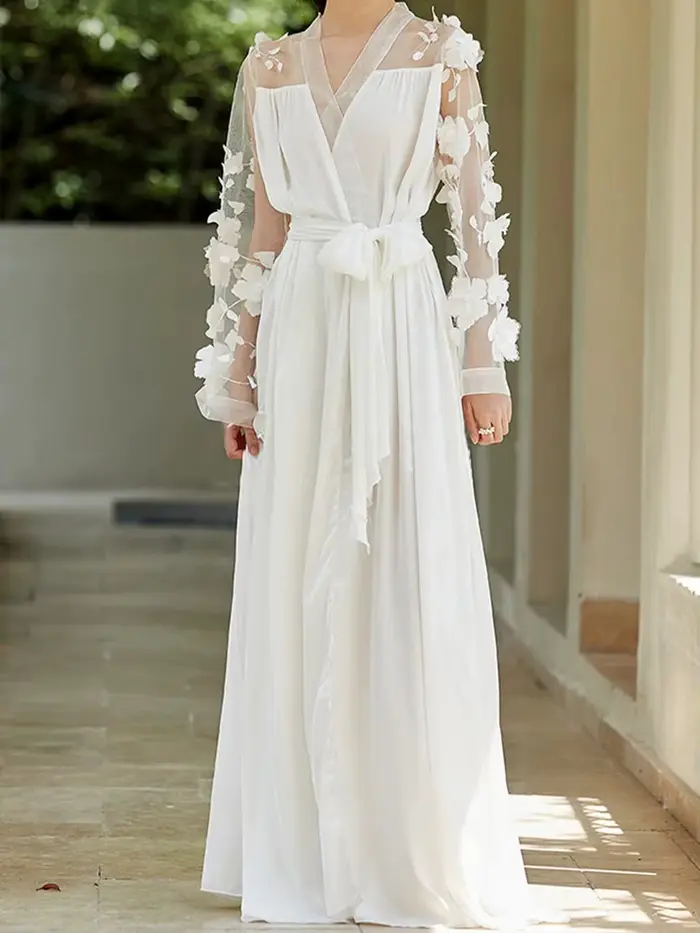 Robe de Mariée Florale Maxi Peignoir de Mariée Lingerie Personnalisée pour Femme, Quel que soit le L