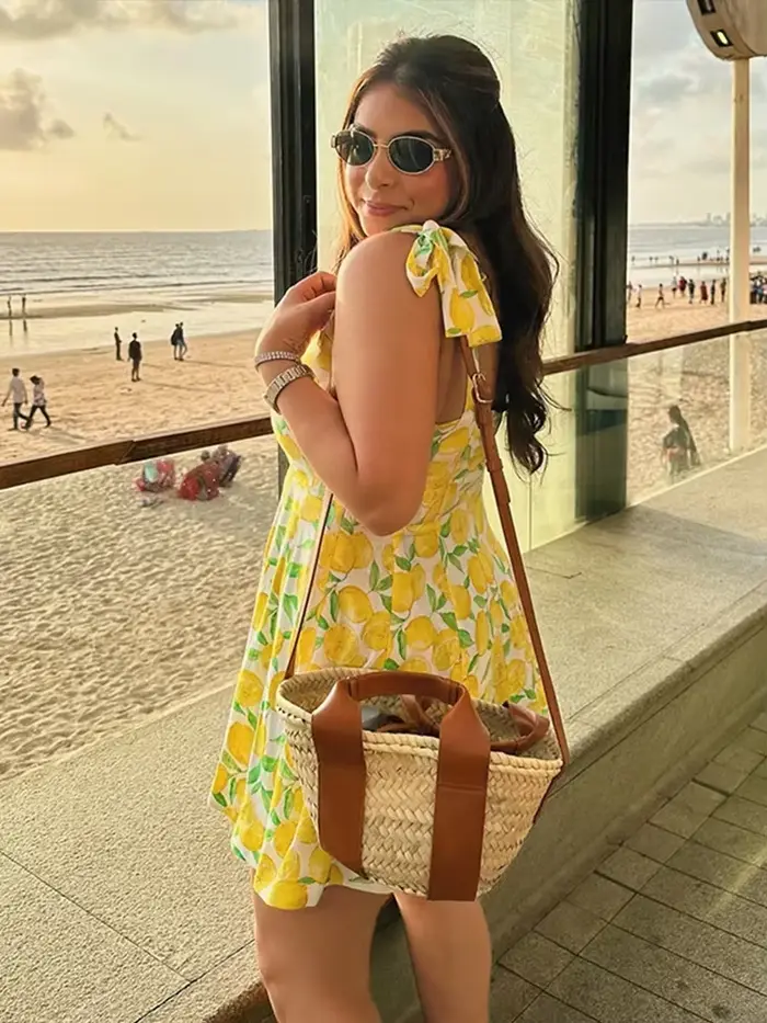 Mini robe d'été à imprimé citron pour femmes