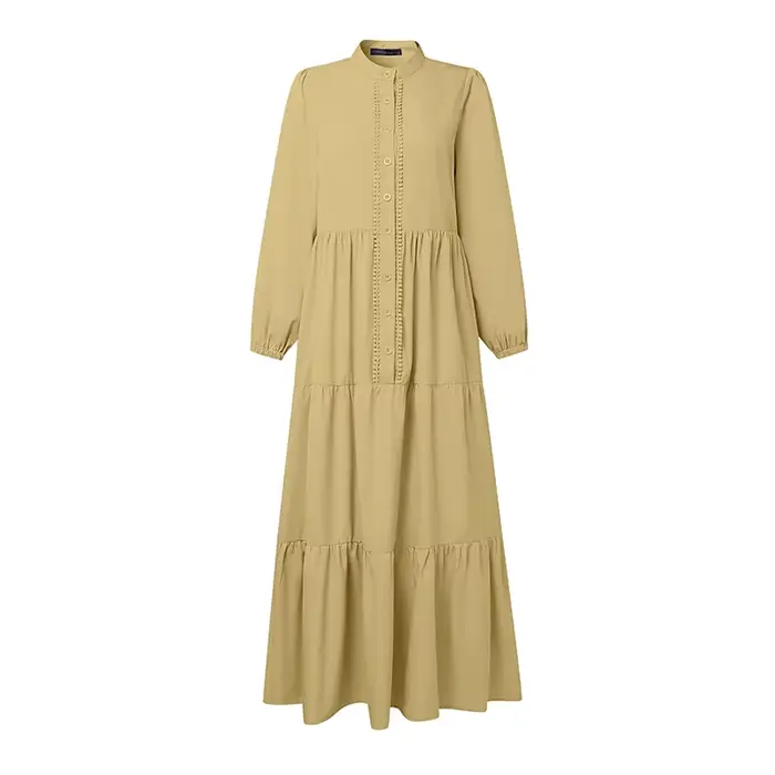 ZANZEA mode musulmane Abaya Robe Femme élégante à manches longues plissée Robe d'été femmes Maxi Rob