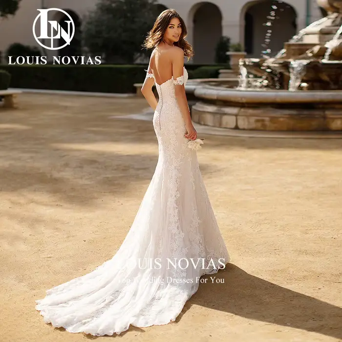 LOUIS NOVIAS robes De mariée sirène pour les femmes Sexy chic chérie brodé Organza trompette robe