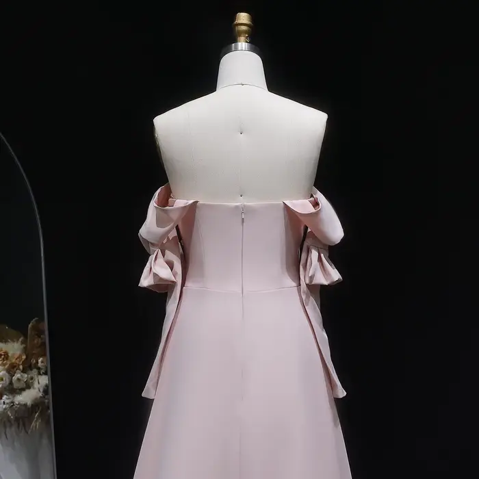 Sharon Said Robe de soirée rose élégante pour femme avec perles florales 3D surjupe à manches longues pour mariage SS540 personnalisable