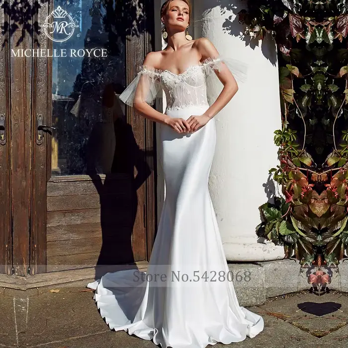 Michelle Royce-Robes de mariée dos nu à lacets 2 en 1