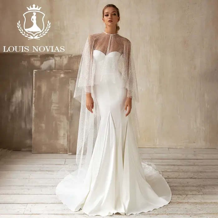 Modiis-Robe de mariée sirène sans bretelles avec veste