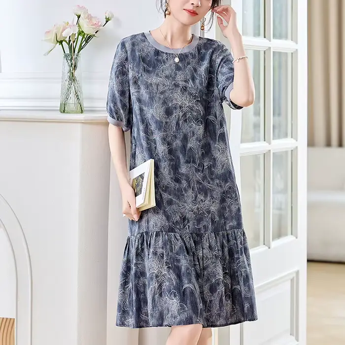 Robe de mode pour femme en soie véritable 100% naturelle coupe sirène à fleurs et volants pour été 2026