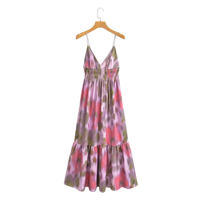 Robe de plage élégante pour femmes, col en V, dos nu, tempérament Slim, plissée, ligne A, robes Sexy